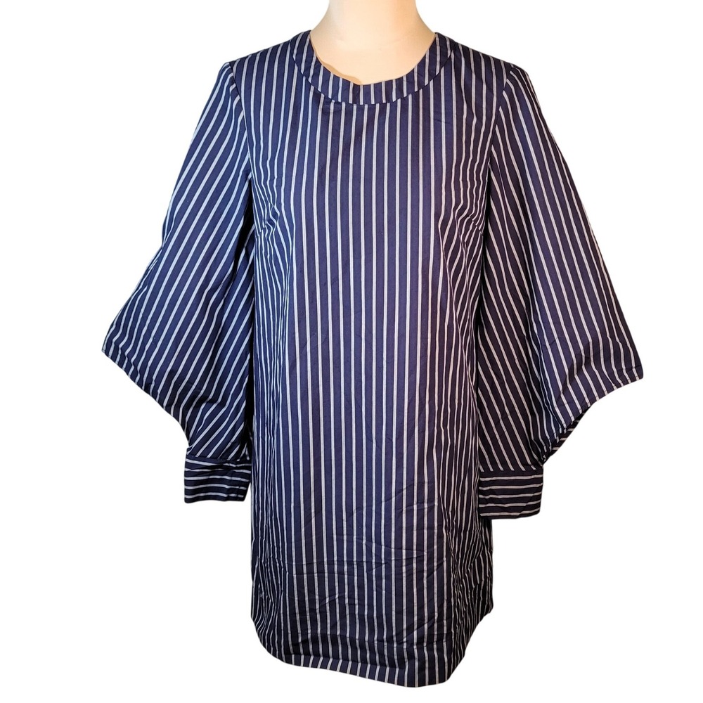 BCBGeneration Architectural Balloon Sleeve Striped Mini Dress XS Tunic‎ Nautical